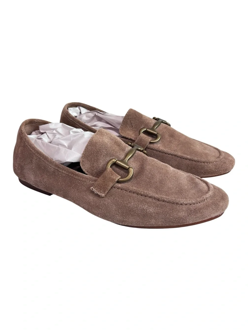 Born KHELD24 LEYLA Tan Taupe Soft Suede Horsebit Leather Loafers Women’s size 11